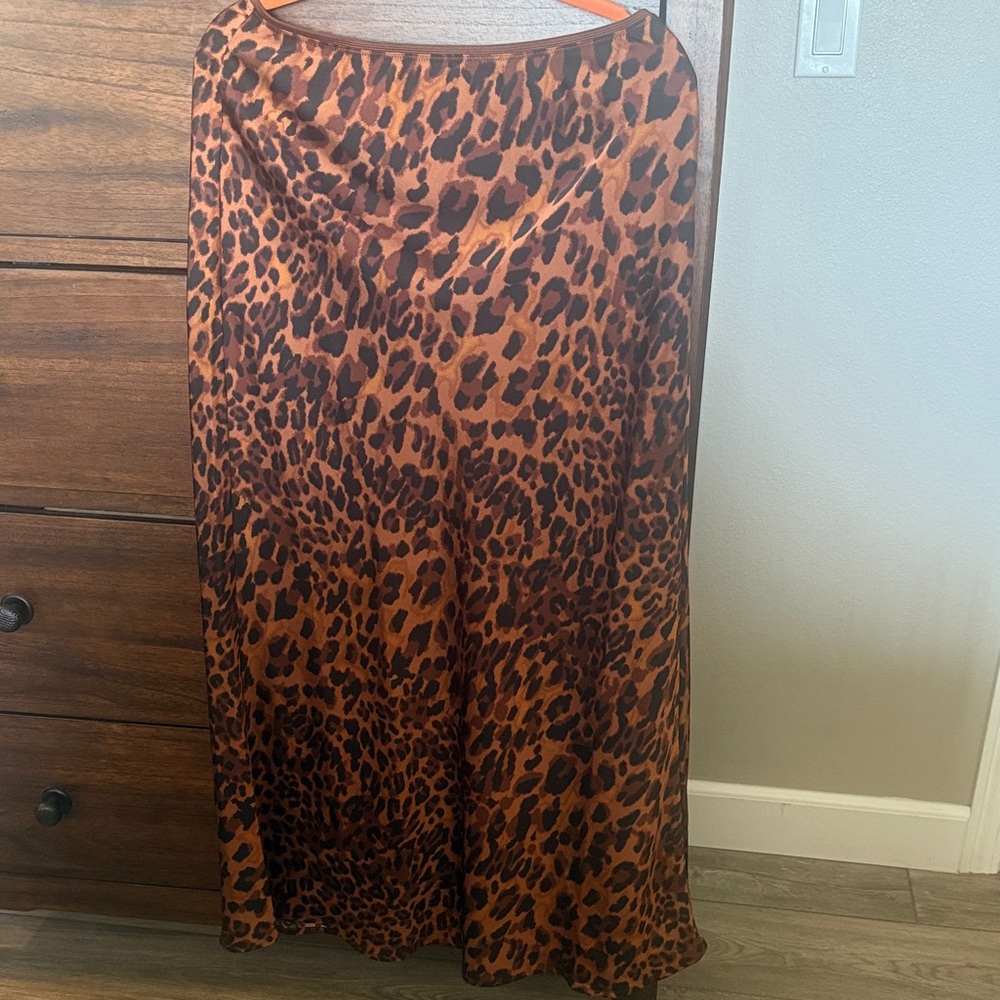 a new day Leopard Print Maxi Slip Skirt - Brown/Black